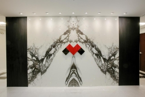 Photo of art installment in a recently completed medical office.