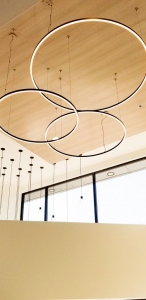 Photo of art installment in a recently completed medical office.