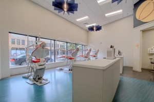 Photo of an exam room in a recently completed dental office construction project.
