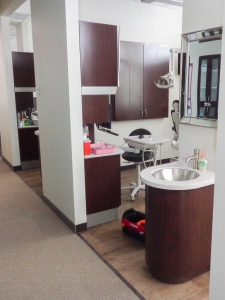 Photo of an exam room in a recently completed dental office construction project.