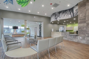 Photo of a welcome desk in a recently completed pediatric dental office construction project.