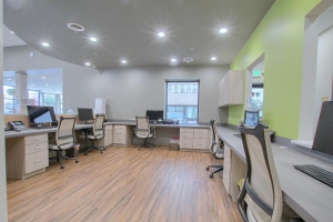 Photo of workstation desks in a recently completed pediatric dental office construction project.