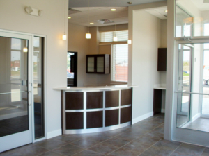 Photo of a recently completed Dental Office welcome desk.