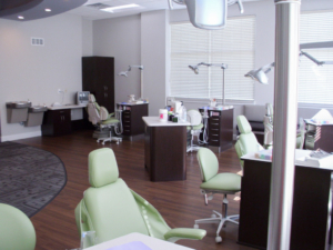 Photo of an exam room in a recently completed dental office construction project.
