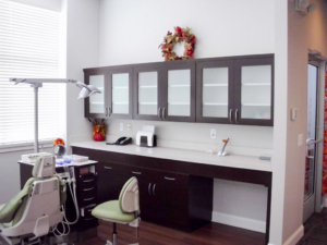 Photo of an exam room in a recently completed dental office construction project.
