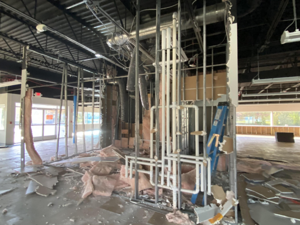 partial demolition, interior of building